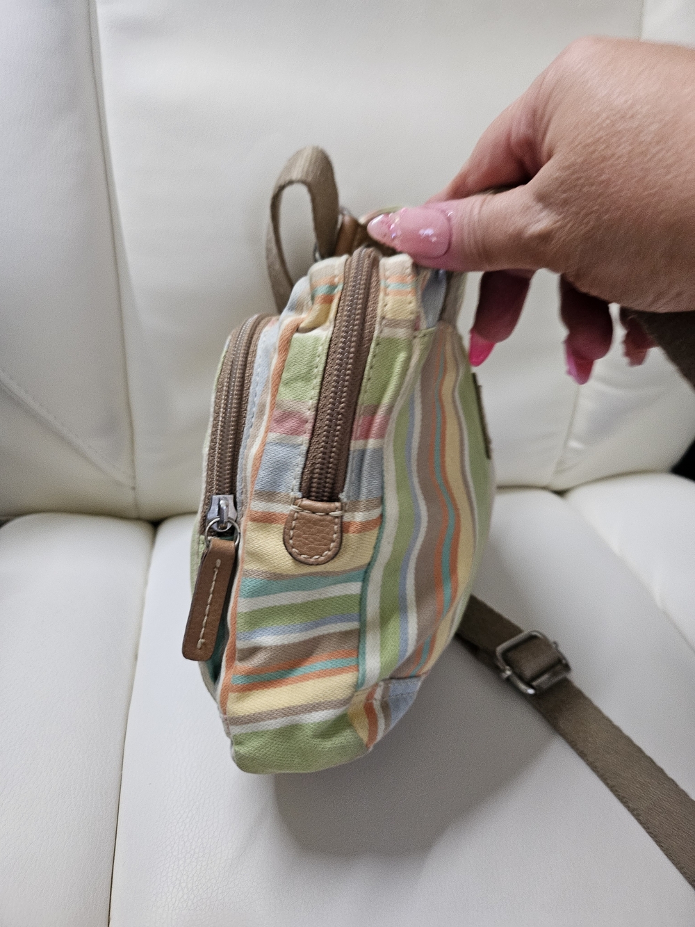 Fossil Multicolor Pastel Stripe Crossbody Bag - Picture 8 of 11